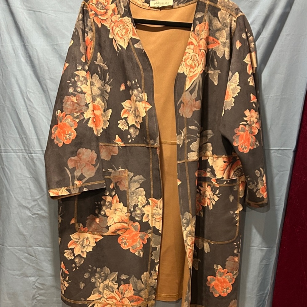 Philosophy Earthy Tones Faux leather Kimono